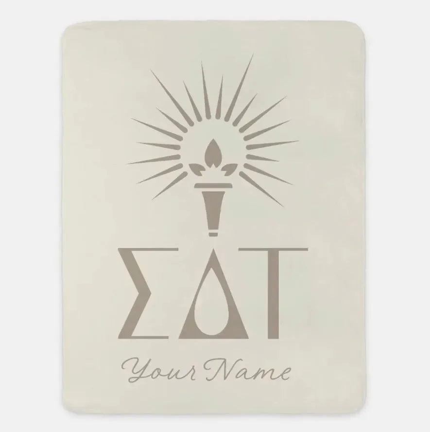 Sigma Delta Tau Personalized XL 60x80 Sherpa Throw Blanket Cream Throw Blankets