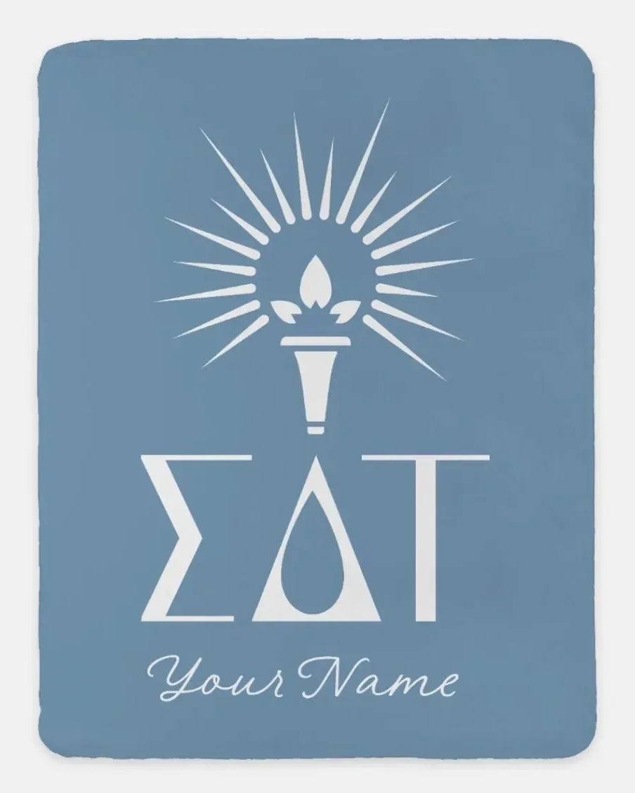 Sigma Delta Tau Personalized XL 60x80 Sherpa Throw Blanket Droplet Blue Throw Blankets
