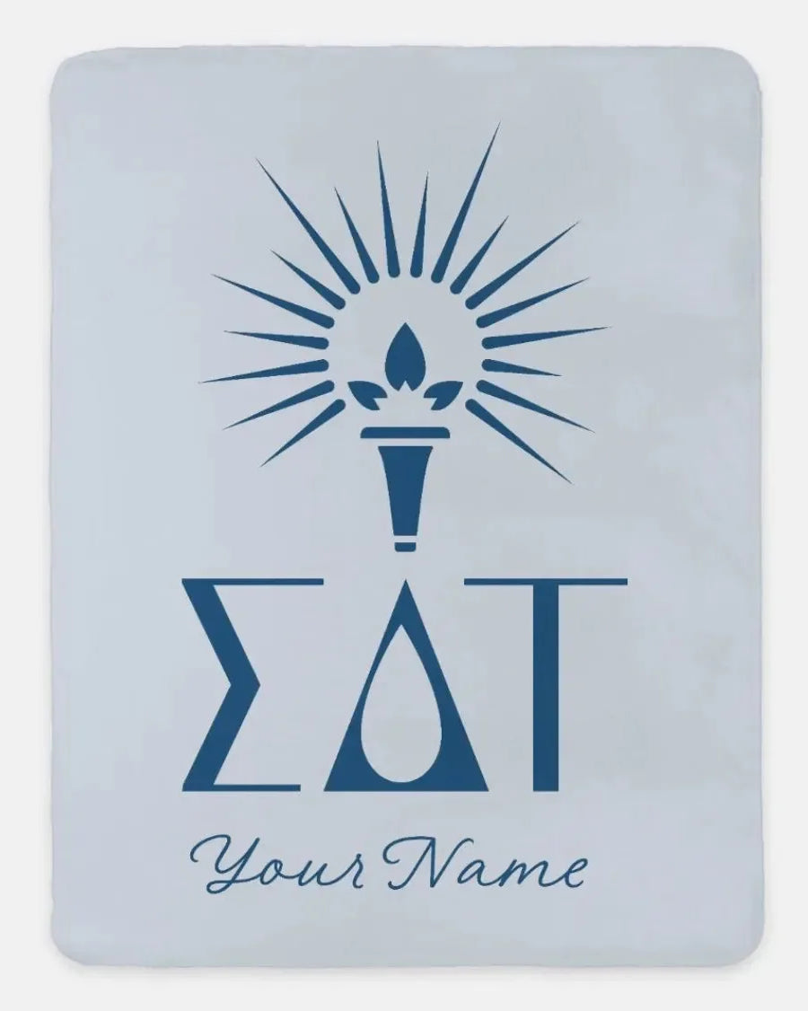 Sigma Delta Tau Personalized XL 60x80 Sherpa Throw Blanket Powder Blue Throw Blankets
