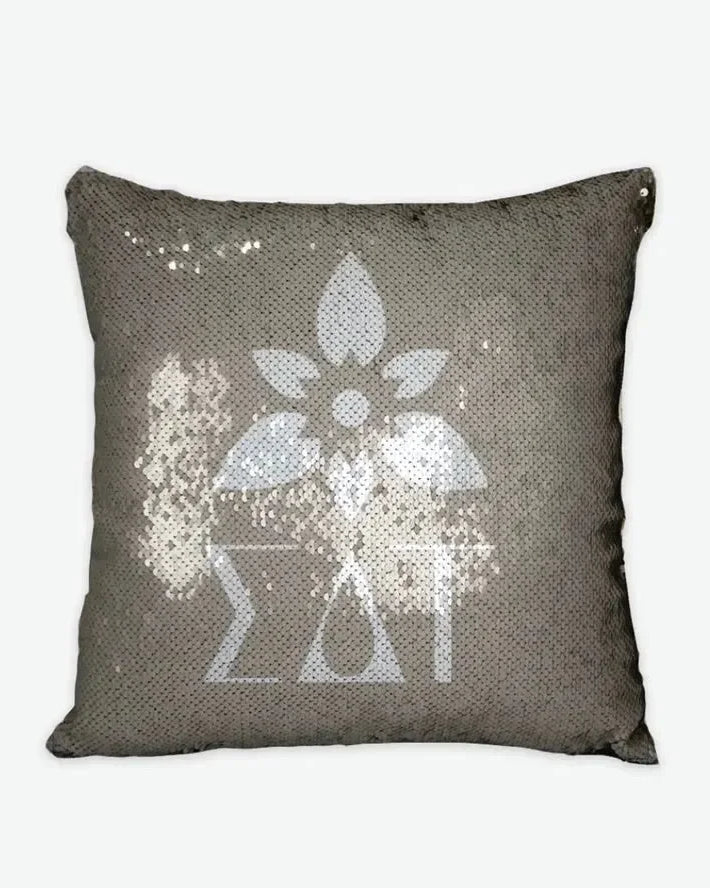 Sigma Delta Tau Sequin Pillow Cover Cafe Tea Rose
