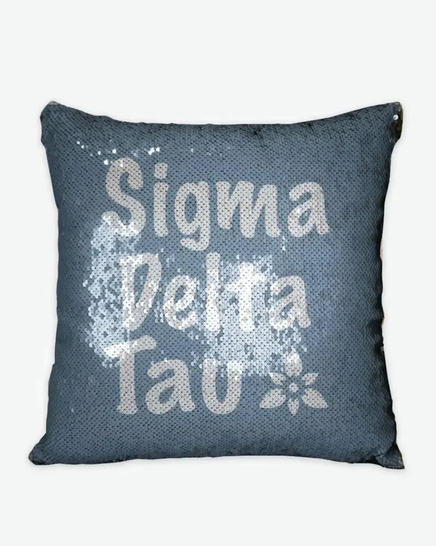Sigma Delta Tau Sequin Pillow Cover Droplet Blue