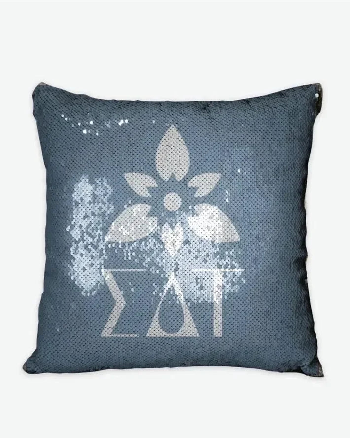 Sigma Delta Tau Sequin Pillow Cover - Droplet Tea Rose