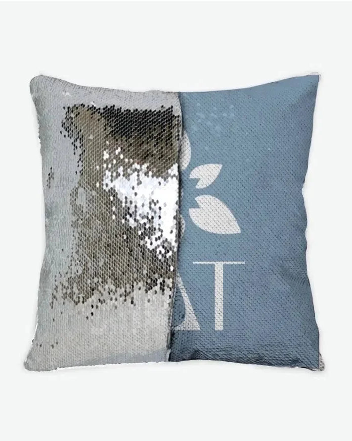 Sigma Delta Tau Sequin Pillow Cover - Droplet Tea Rose Droplet Blue