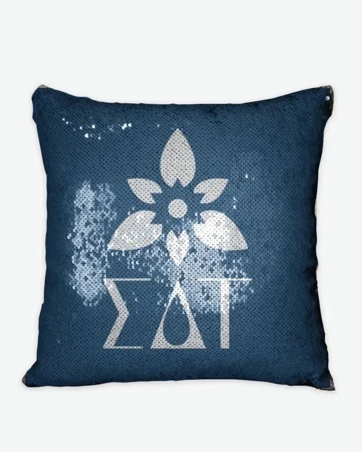 Sigma Delta Tau Sequin Pillow Cover - Droplet Tea Rose