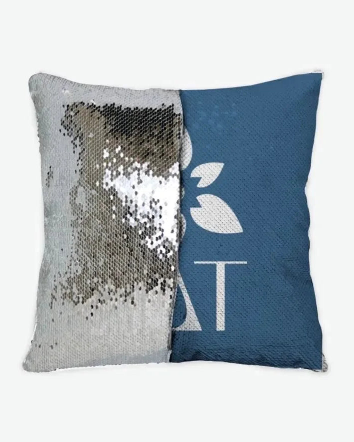 Sigma Delta Tau Sequin Pillow Cover - Droplet Tea Rose Old Blue Pillow Covers
