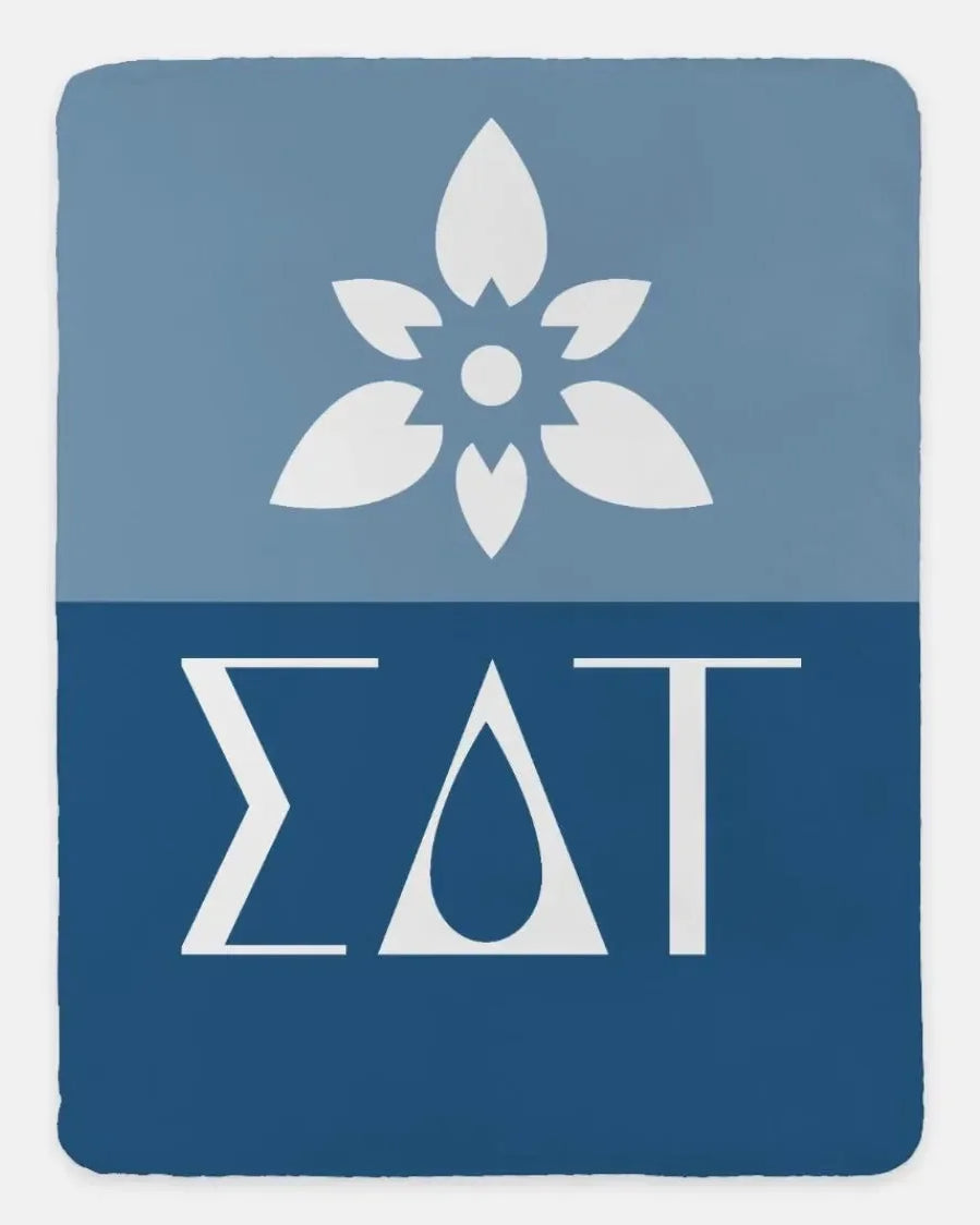 Sigma Delta Tau Sherpa Blanket - Color Block 60"x80" Blue Throw Blankets