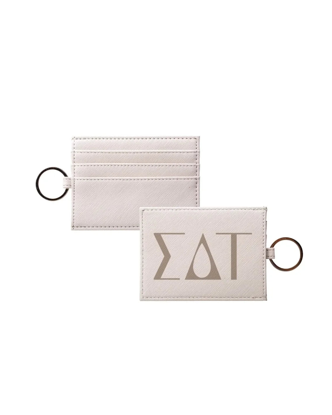 Sigma Delta Tau Vegan Saffiano Leather Keychain Card Holder - Greek Letters Cafe Travel Wallet