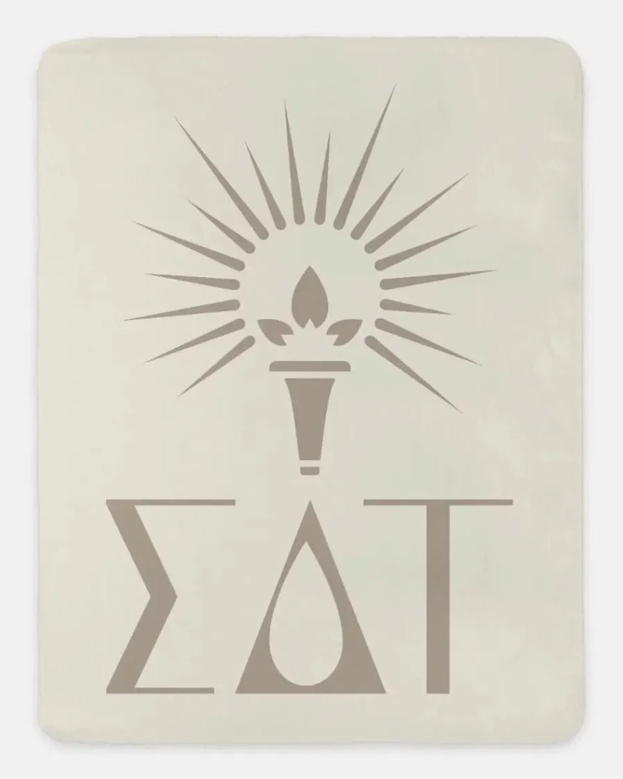Sigma Delta Tau XL 60x80 Sherpa Throw Blanket Cream Throw Blankets