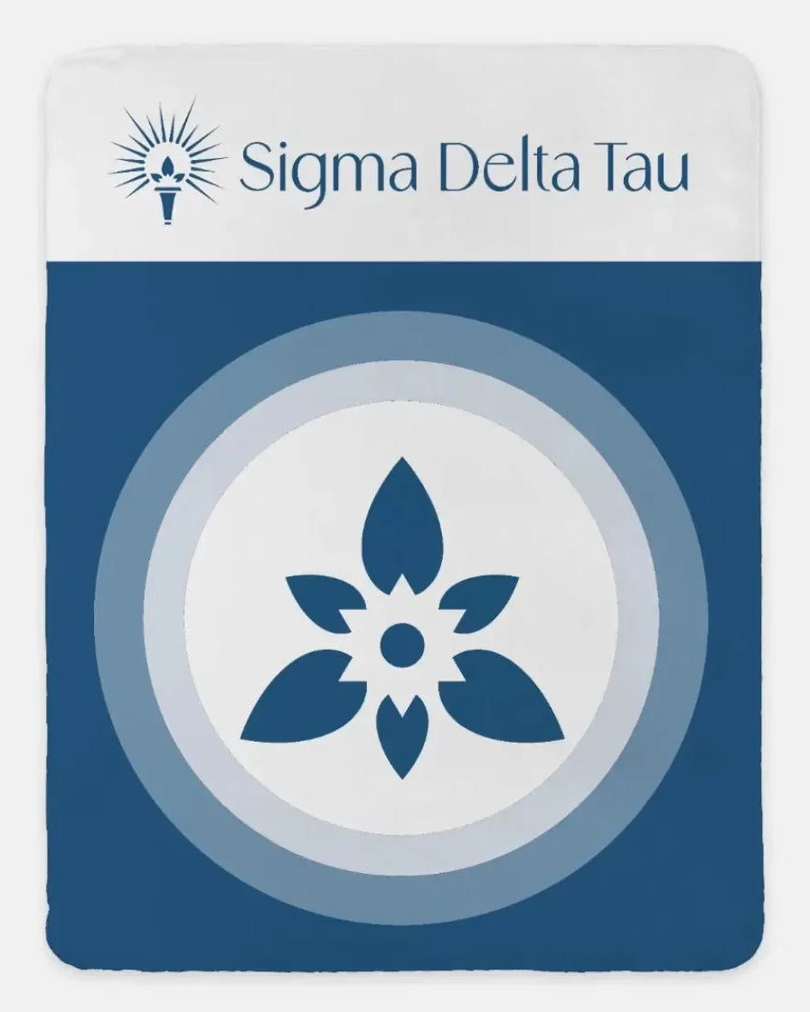 Sigma Delta Tau XL 60x80 Sherpa Throw Blanket - Droplet Wide Band Blue