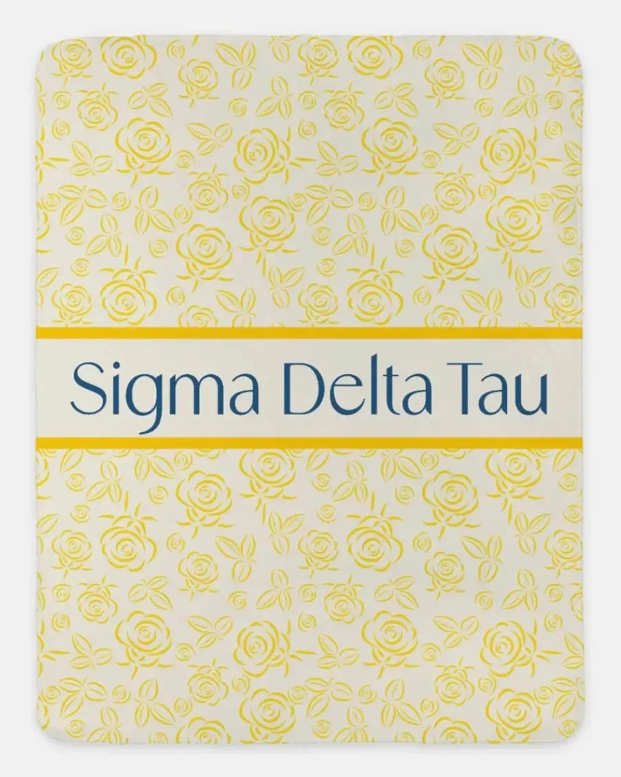 Sigma Delta Tau XL 60x80 Sherpa Throw Blanket - Rose Pattern