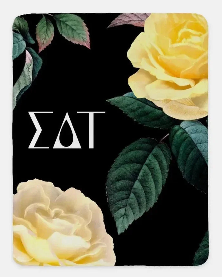 Sigma Delta Tau XL 60x80 Sherpa Throw Blanket - Roses Throw Blankets