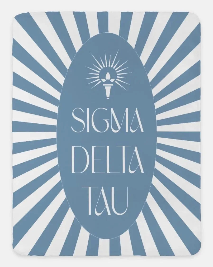 Sigma Delta Tau XL 60x80 Sherpa Throw Blanket - Starburst Droplet Blue Throw Blankets
