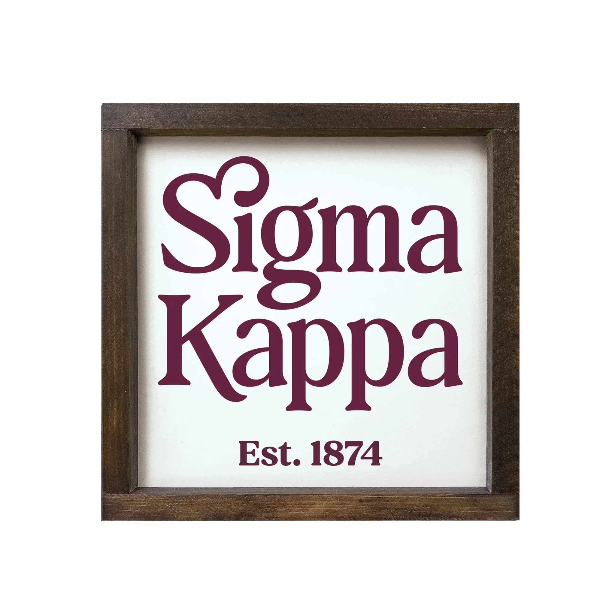 Sigma Kappa 12x12 Traditional Wood Framed Sign | Sig Kap Wall Art