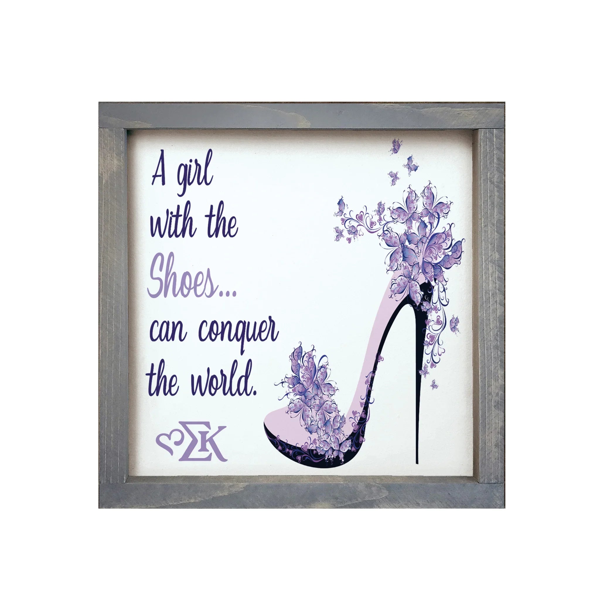 Sigma Kappa 12x12 Wood Framed Sign - The Right Shoes