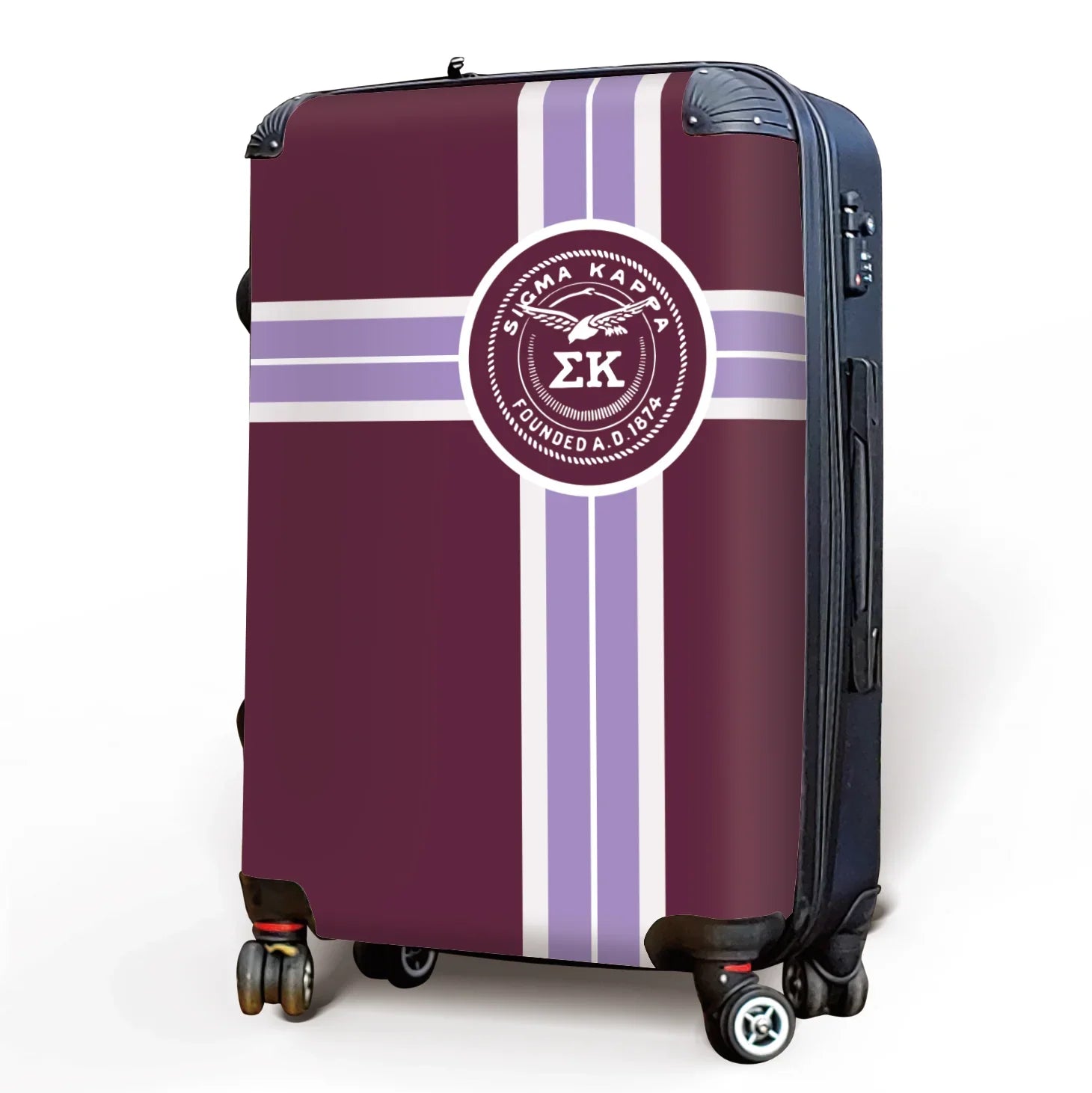 Sigma Kappa Carry-on Suitcase - Cross Stripe | Sig Kap Travel Gifts