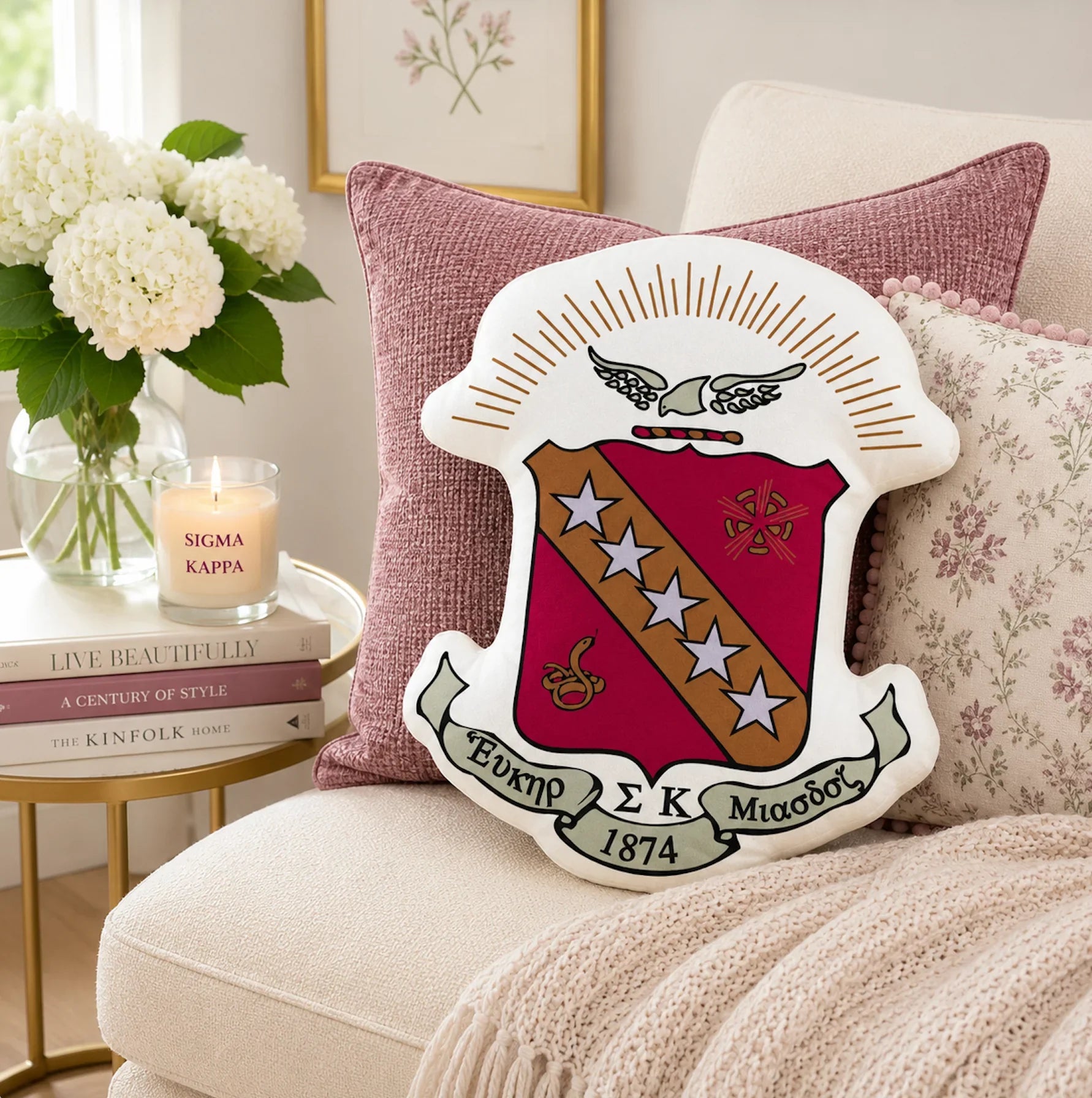 Sigma Kappa Crest Custom-Shape Throw Pillow| Sig Kap Gifts