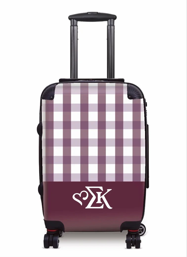 Sigma Kappa Gingham 20" Carry-on Suitcase Maroon