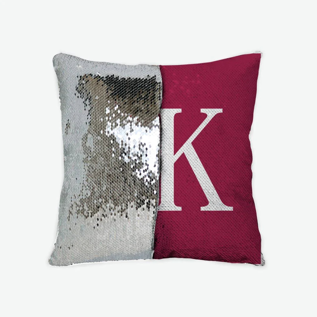 Sigma Kappa Sequin Pillow Cover Greek Letters Maroon