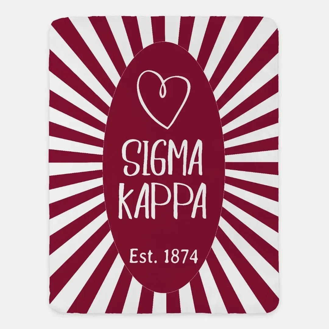 Sigma Kappa XL 60c80 Sherpa Throw Blanket - Maroon Starburst Throw Blankets
