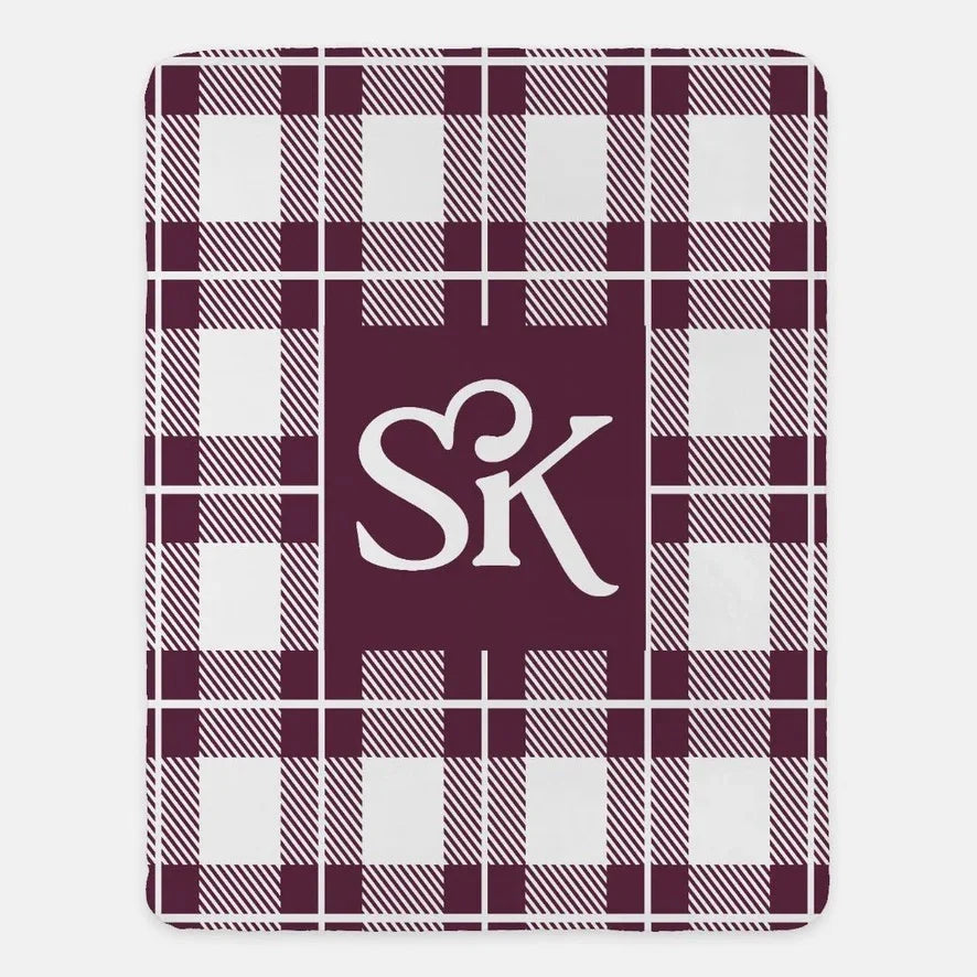 Sigma Kappa XL 60x80 Plaid Sherpa Throw Blanket - SK Logo