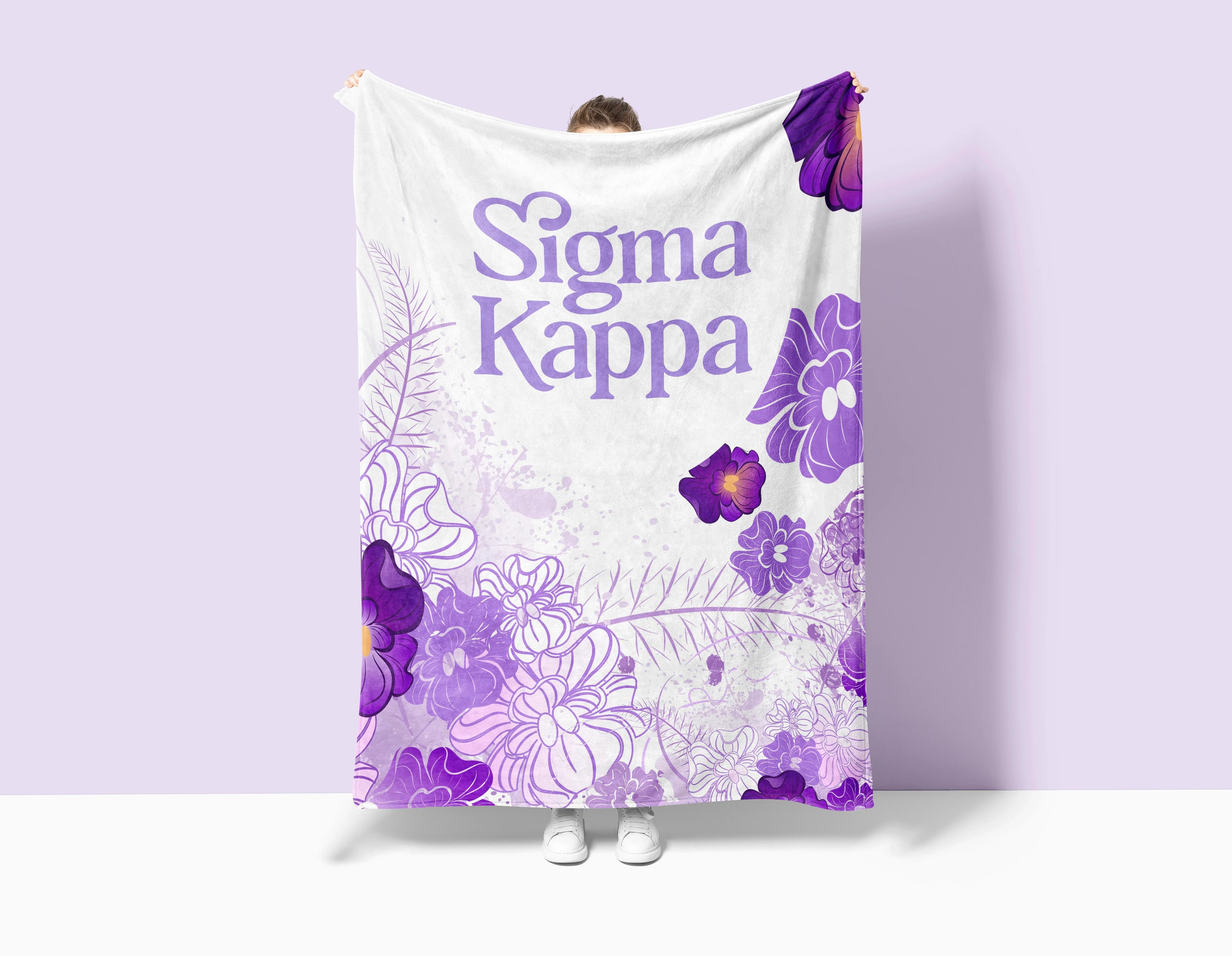 Sigma Kappa Purple Violets Sherpa Blanket - XL 60"x80" Gifts