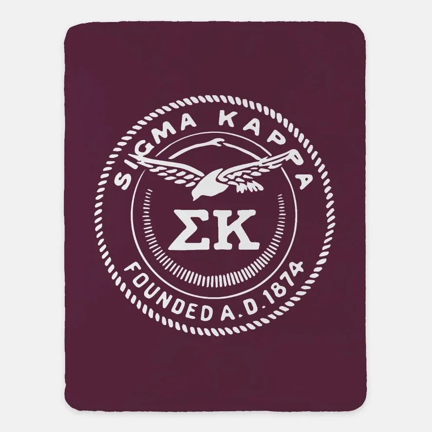 Sigma Kappa XL 60x80 Sherpa Blanket - Official Seal | Sig Kap Gifts