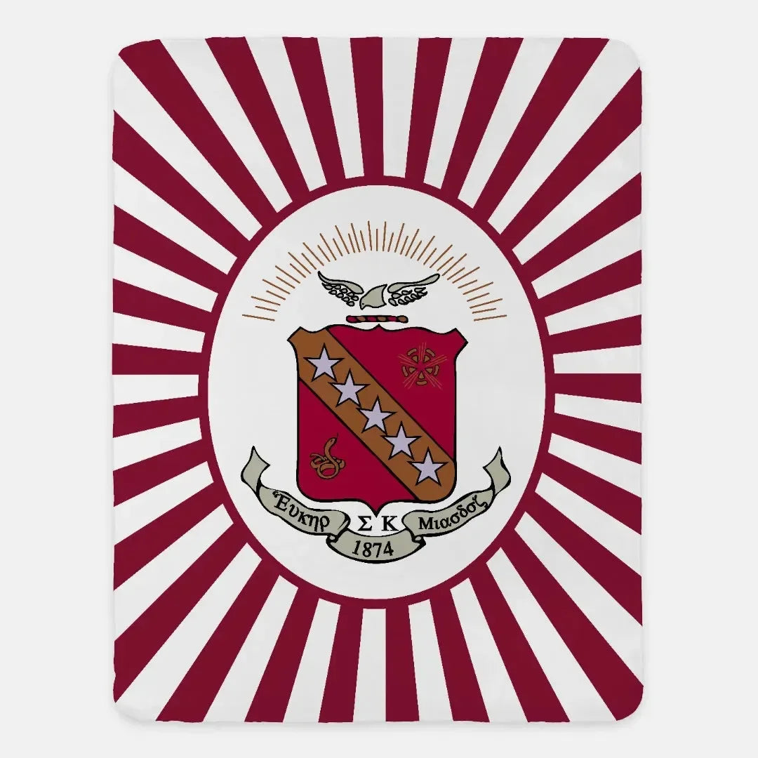 Sigma Kappa XL 60x80 Sherpa Throw Blanket - Coat of Arms Starburst Throw Blankets