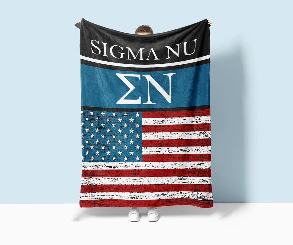 Sigma Nu XL 60x80 Sherpa Blanket - American Flag | Gifts & Decor
