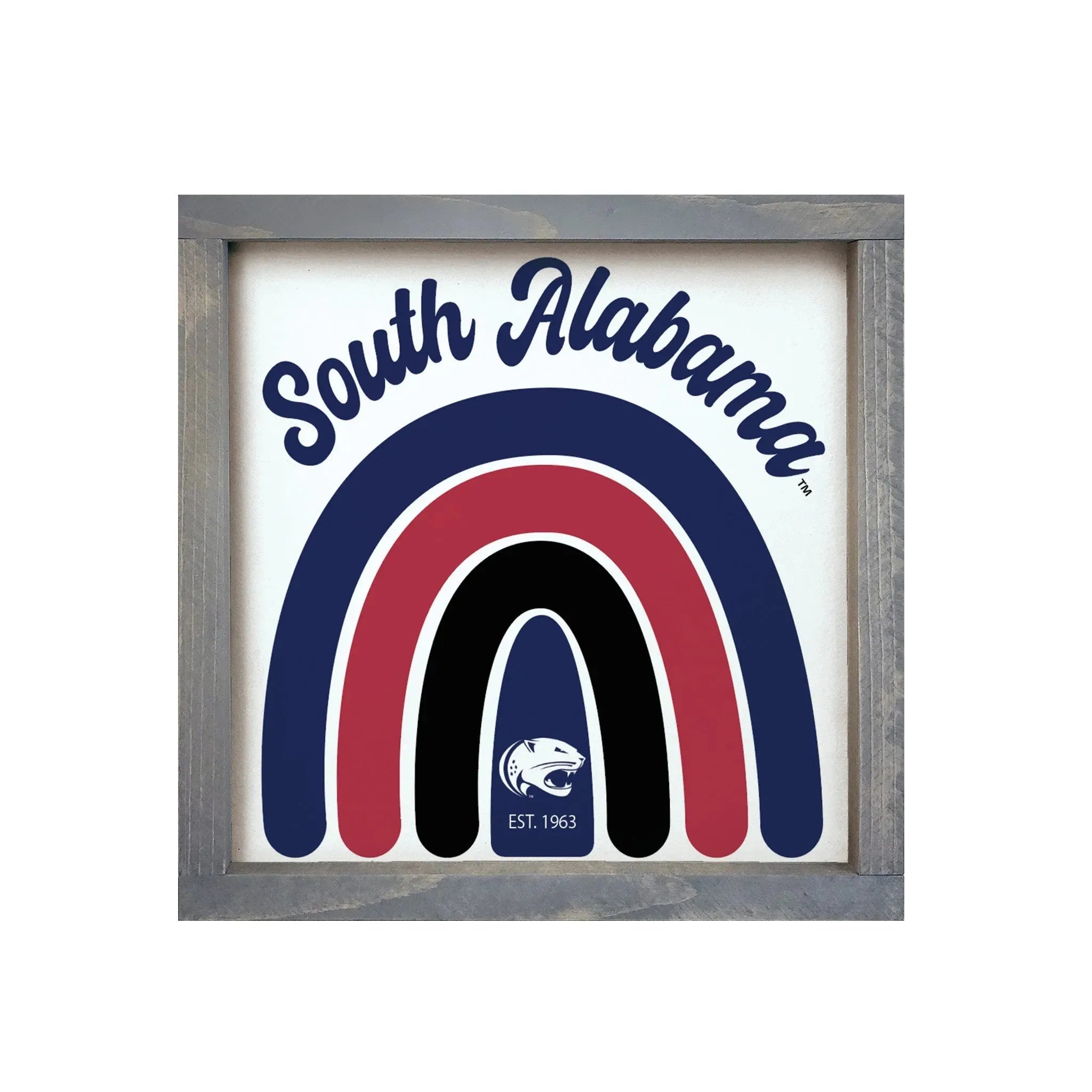 University of South Alabama 12x12 Wood Framed Sign - Rainbow Wall Art & Signs