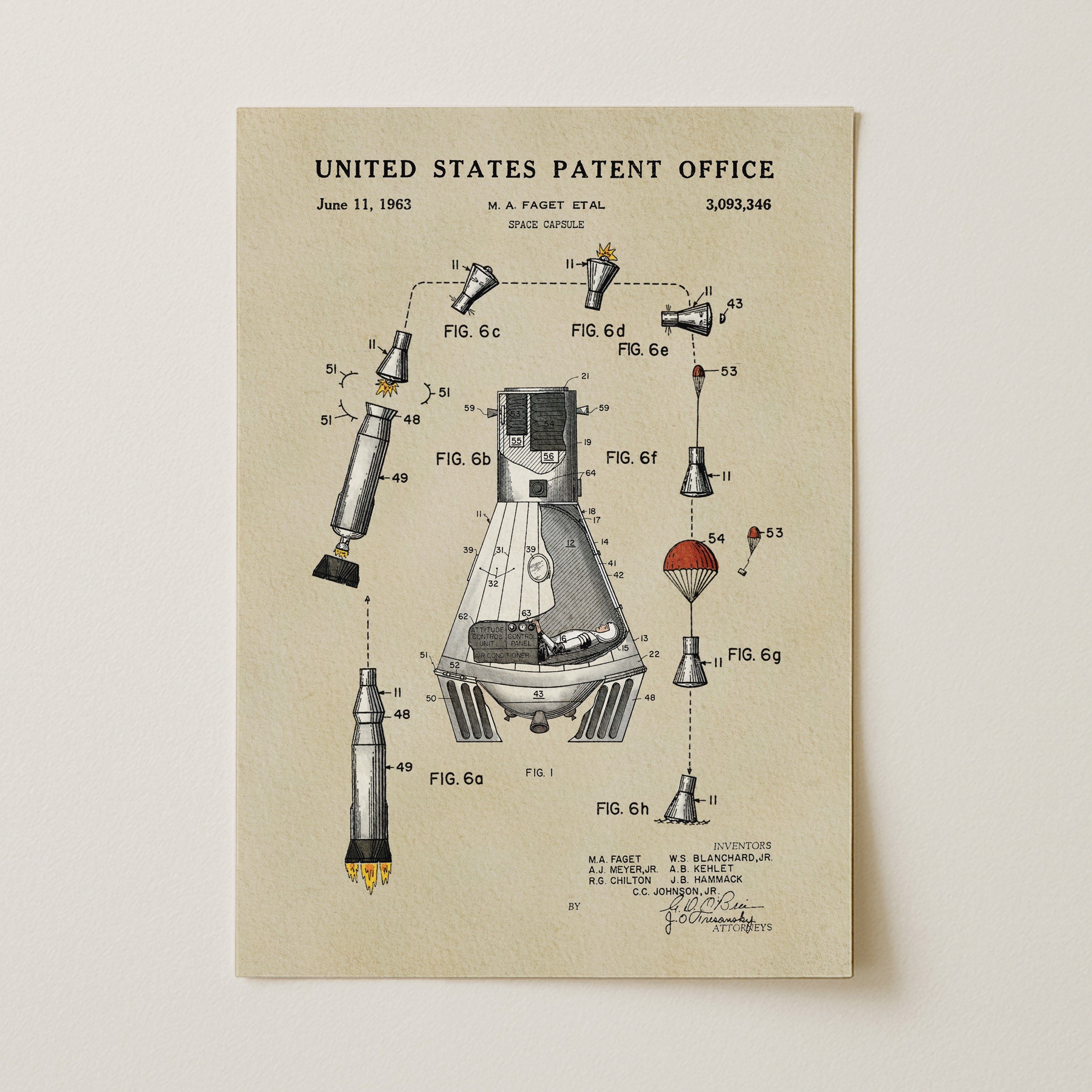 Space Capsule US Patent Art Print