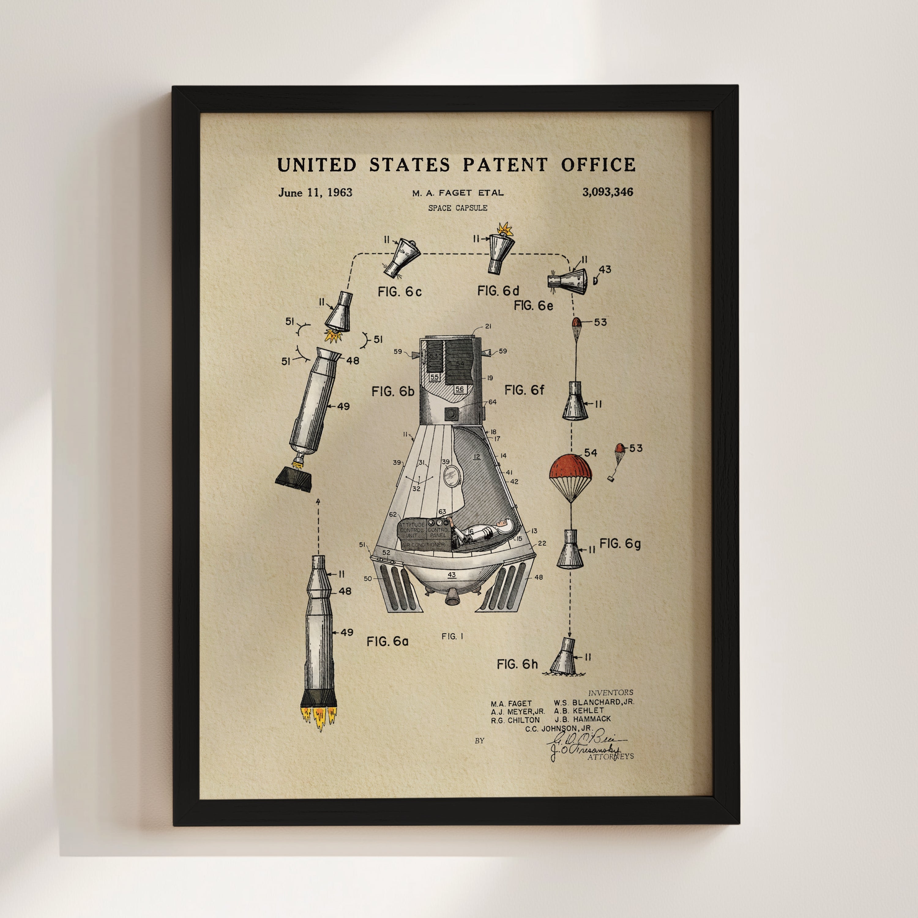 Space Capsule US Patent Art Print