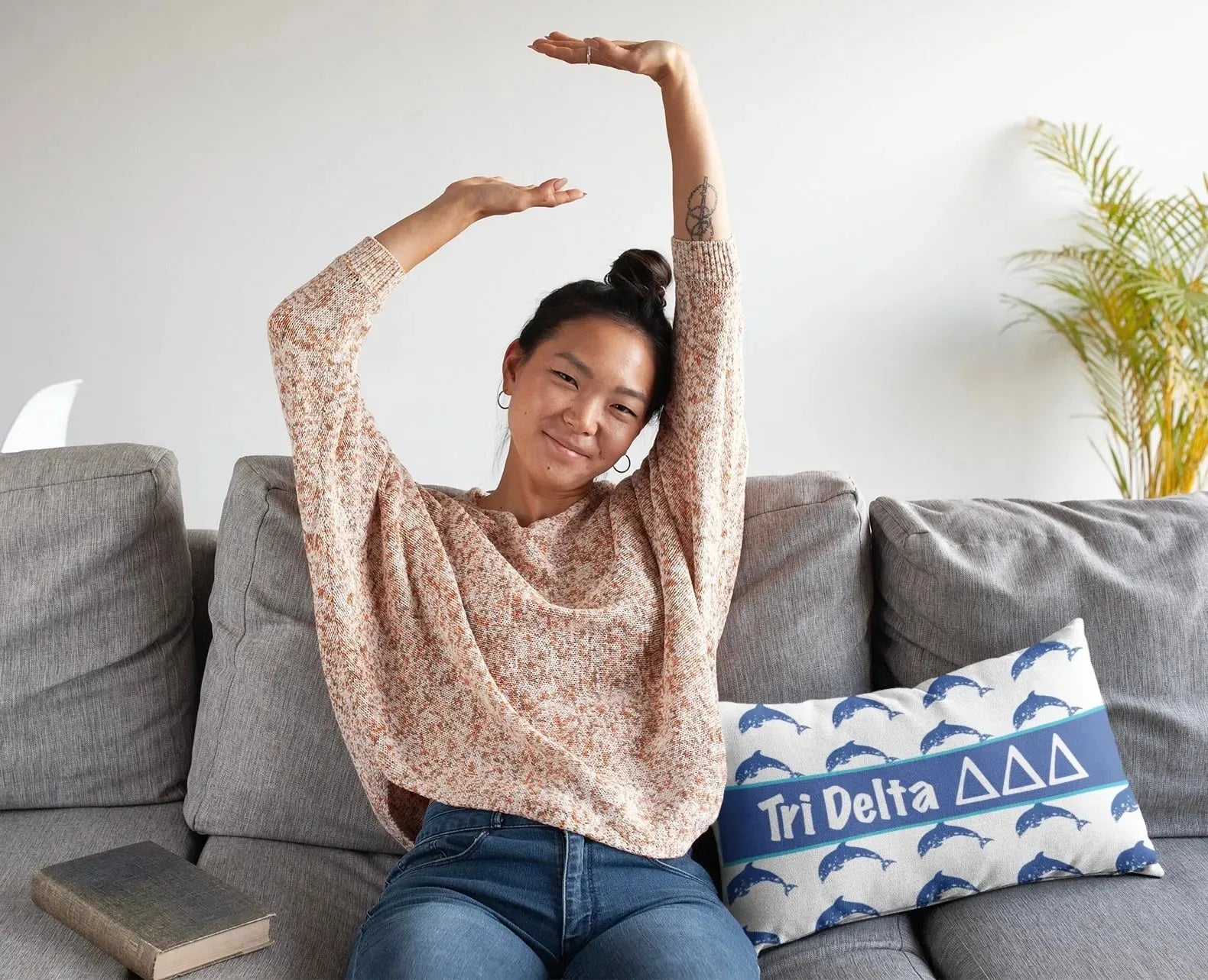 Tri Delta Lumbar Throw Pillow Cover - Dolphins Pillow Covers