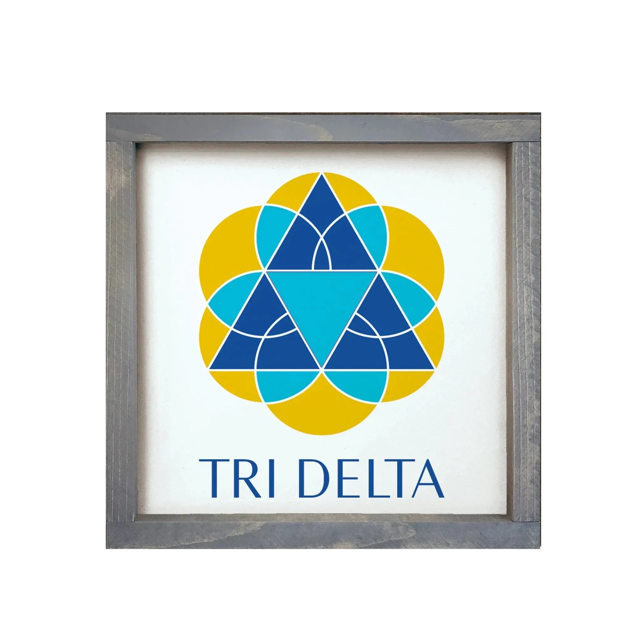 Tri Delta 12x12 Traditional Wood Framed Sign Weathered Gray Wall Art & Signs
