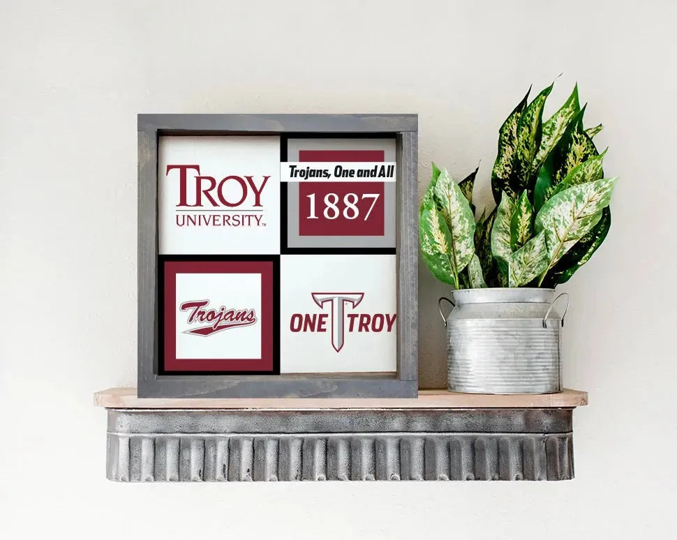 Troy University 12x12 Wood Framed Sign - Classic Color Block Wall Art & Signs