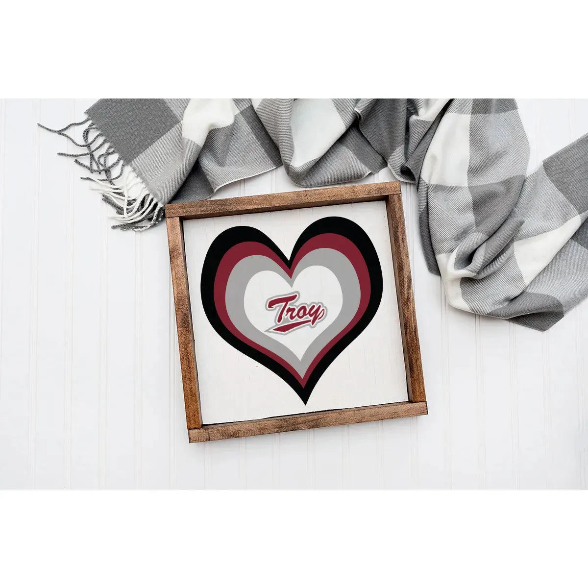 Troy University 12x12 Heart Wood Framed Sign Wall Art & Signs