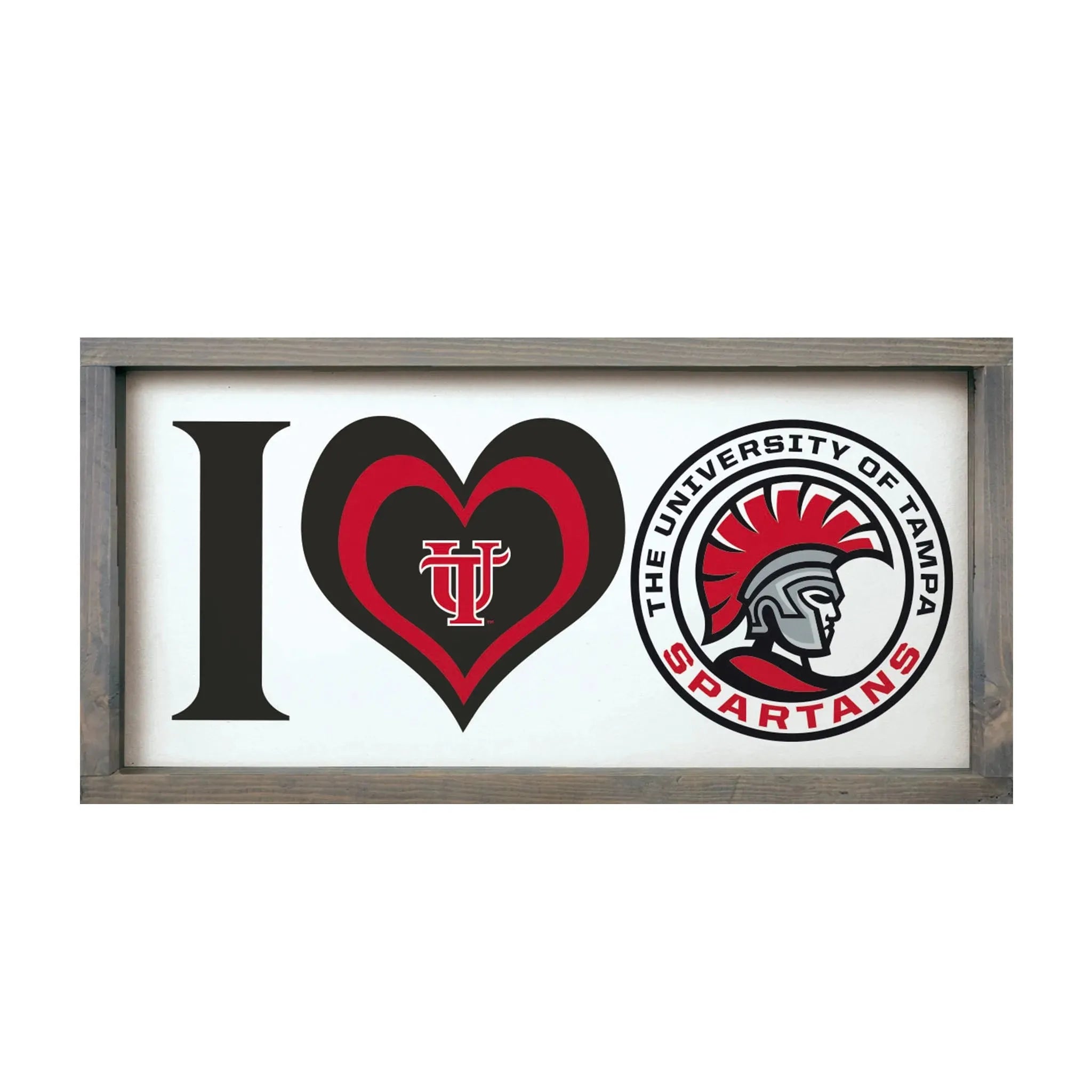 I Heart University of Tampa Wood Sign- 12"x24" Weathered Gray Wall Art & Signs