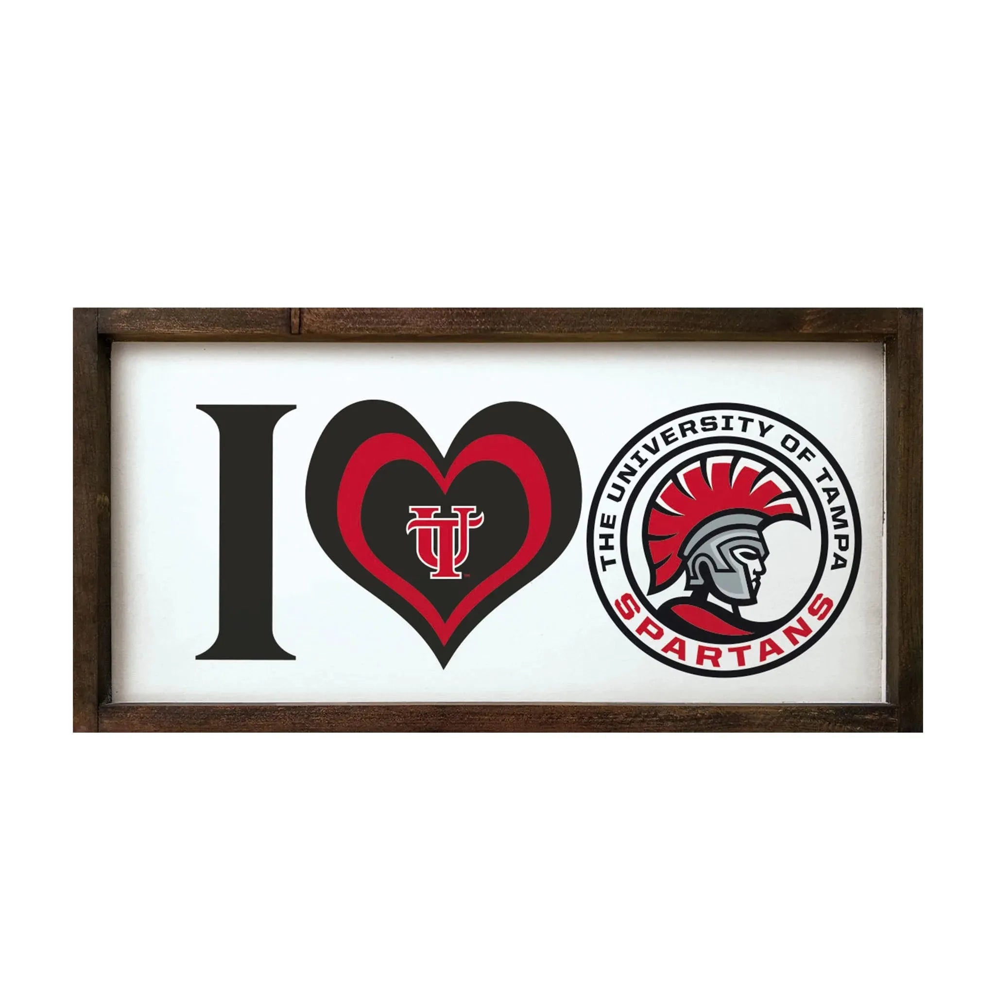 I Heart University of Tampa Wood Sign- 12"x24" Walnut Stain Wall Art & Signs