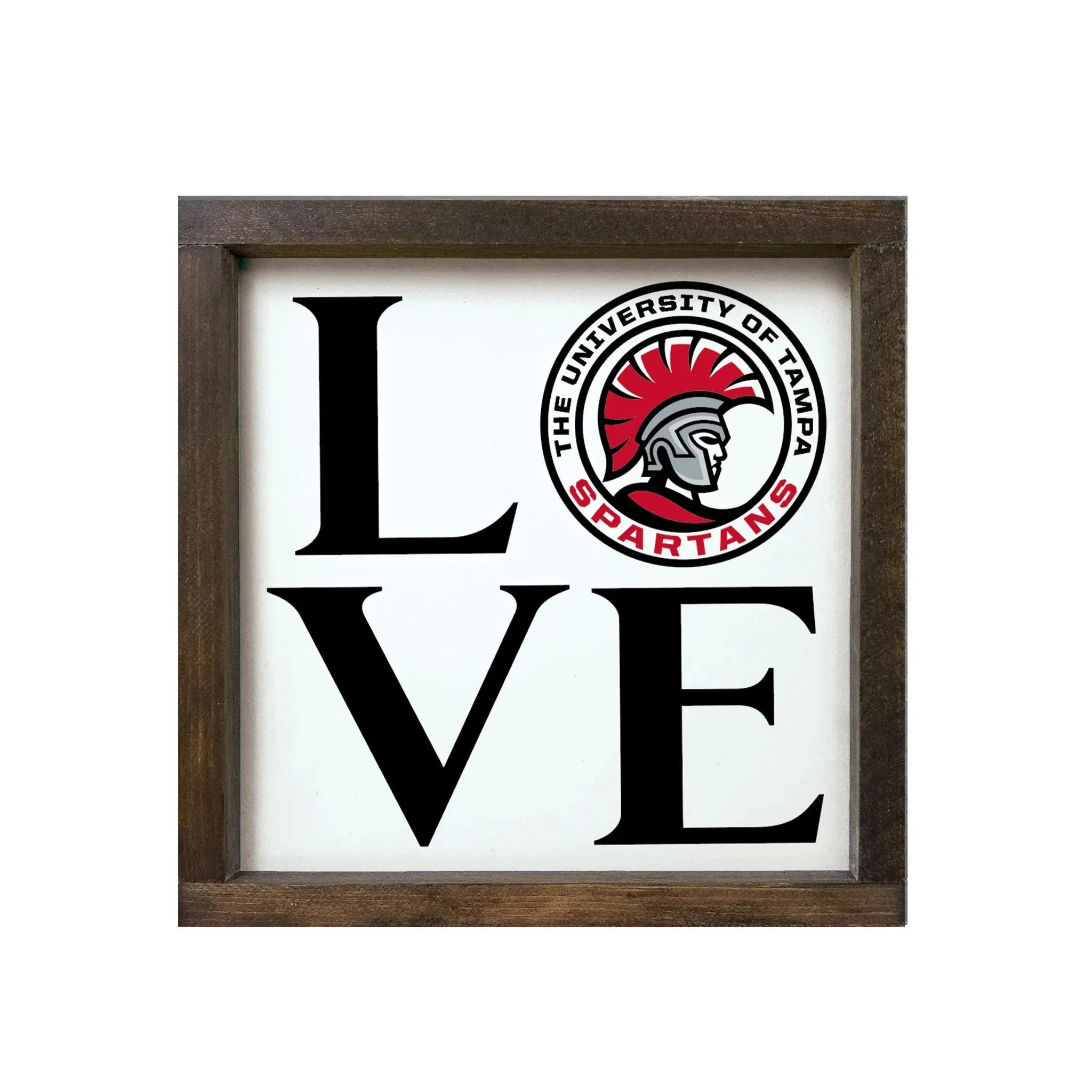 University of Tampa Wood Sign - LOVE Spartan 12"x12" Wall Art & Signs