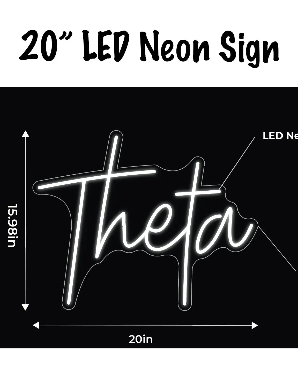 Theta LED Neon Sign w/ Dimmer Neon Signs