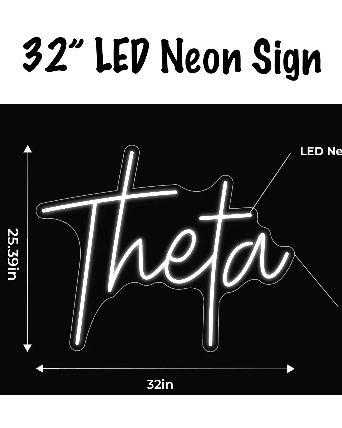 Theta LED Neon Sign w/ Dimmer Neon Signs