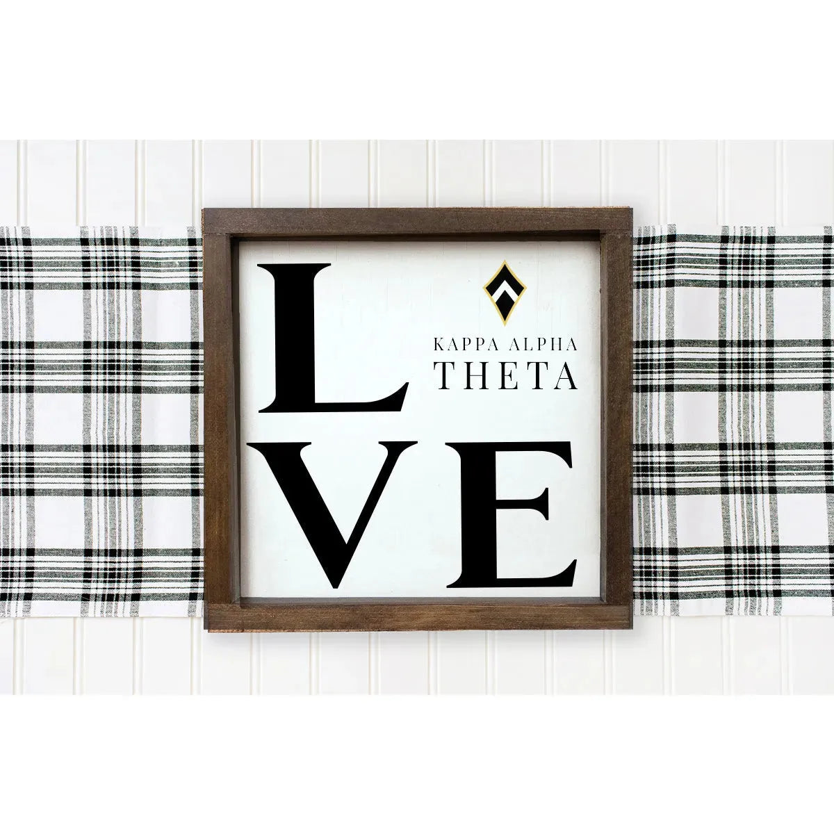 Kappa Alpha Theta 12x12 Wood Framed Sign - LOVE Traditional Wall Art & Signs