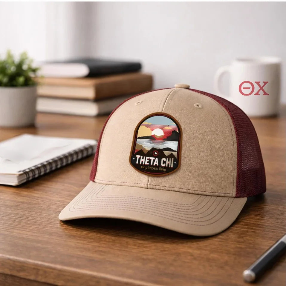 Theta Chi Richardson 112 UV Print Leatherette Patch Trucker Hat - Ventura