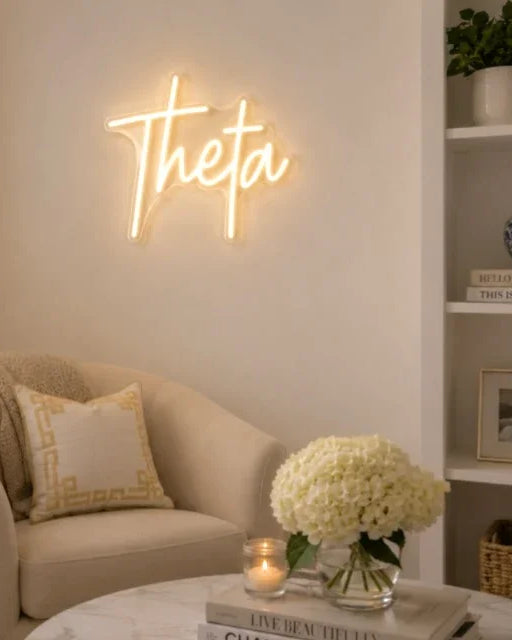 Theta LED Neon Sign w/ Dimmer - Script
