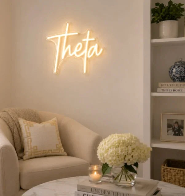 Theta LED Neon Sign w/ Dimmer - Script