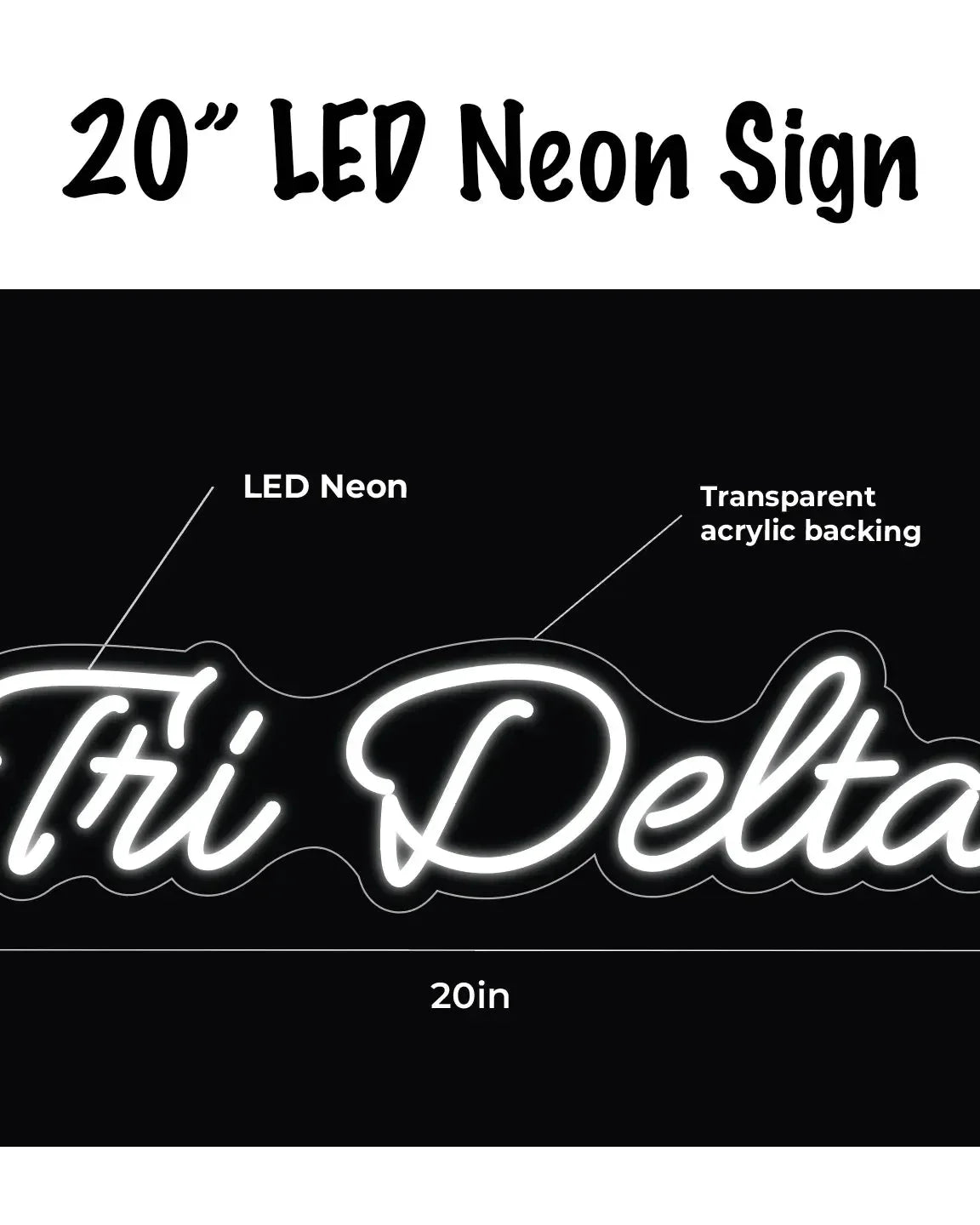 Tri Delta LED Neon Script Sign w/ Dimmer Neon Signs