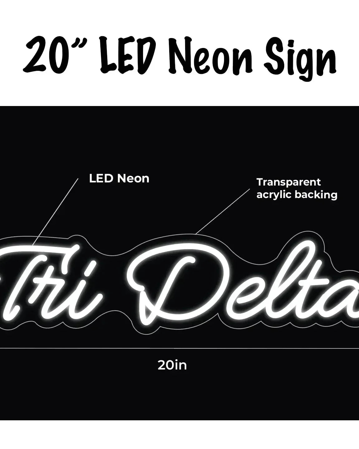 Tri Delta LED Neon Script Sign w/ Dimmer Neon Signs