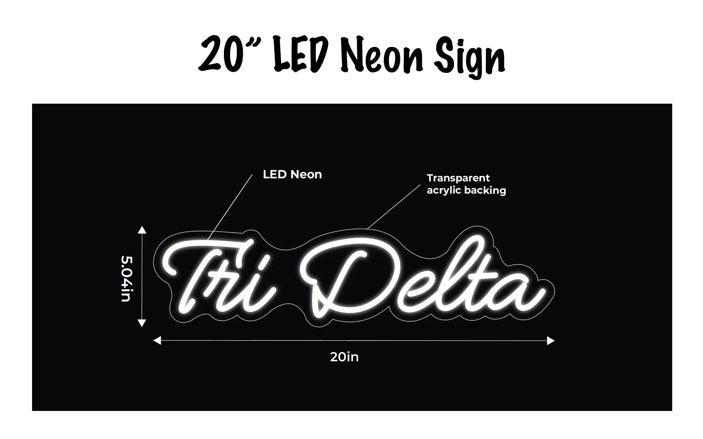 Tri Delta LED Neon Script Sign w/ Dimmer Neon Signs