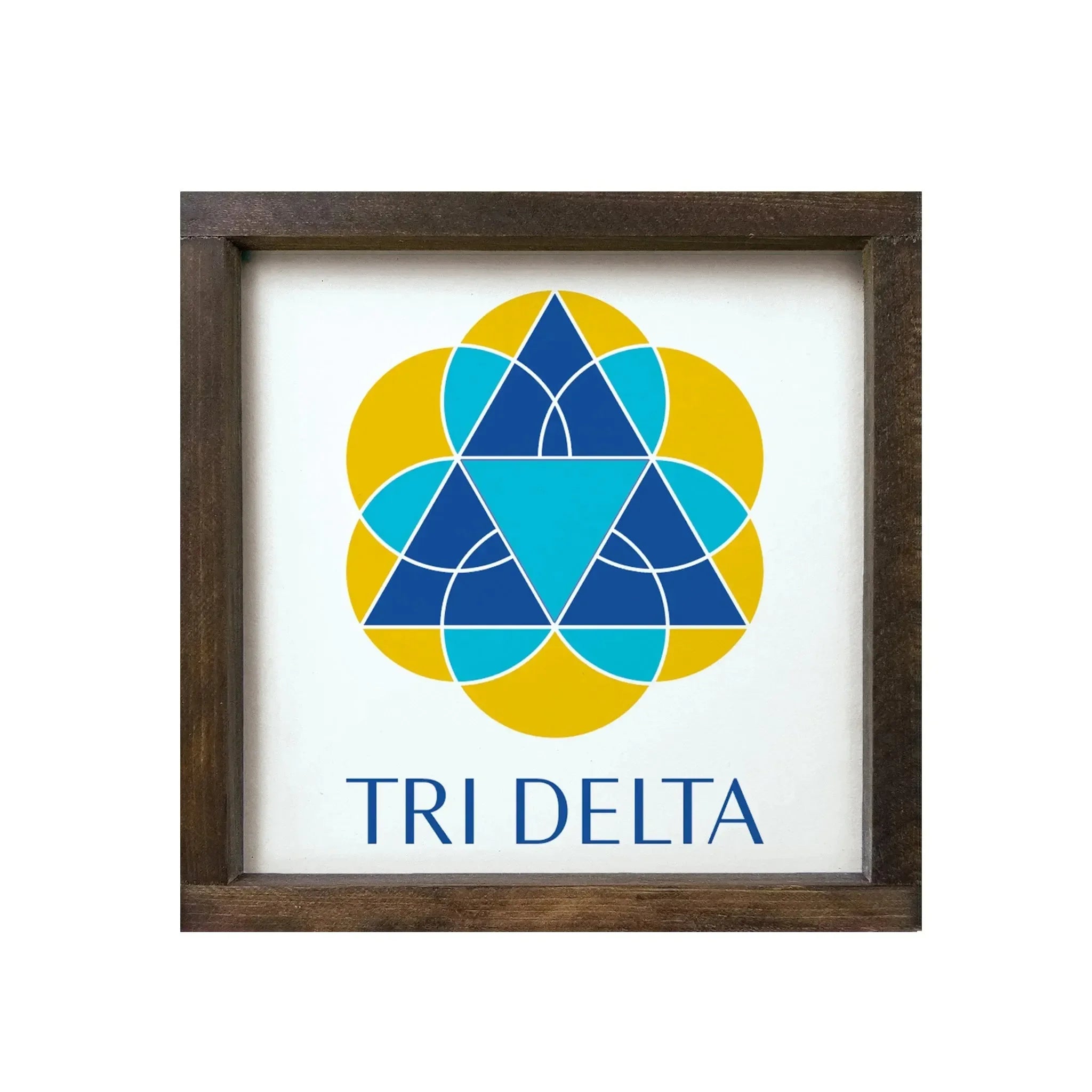 Tri Delta 12x12 Traditional Wood Framed Sign Walnut Stain Wall Art & Signs