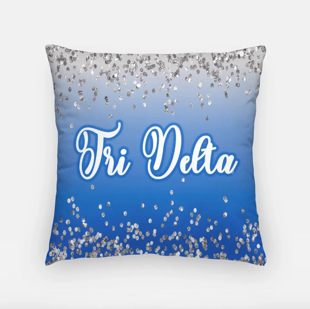 Tri Delta 18" Throw Pillow Glitter Blue