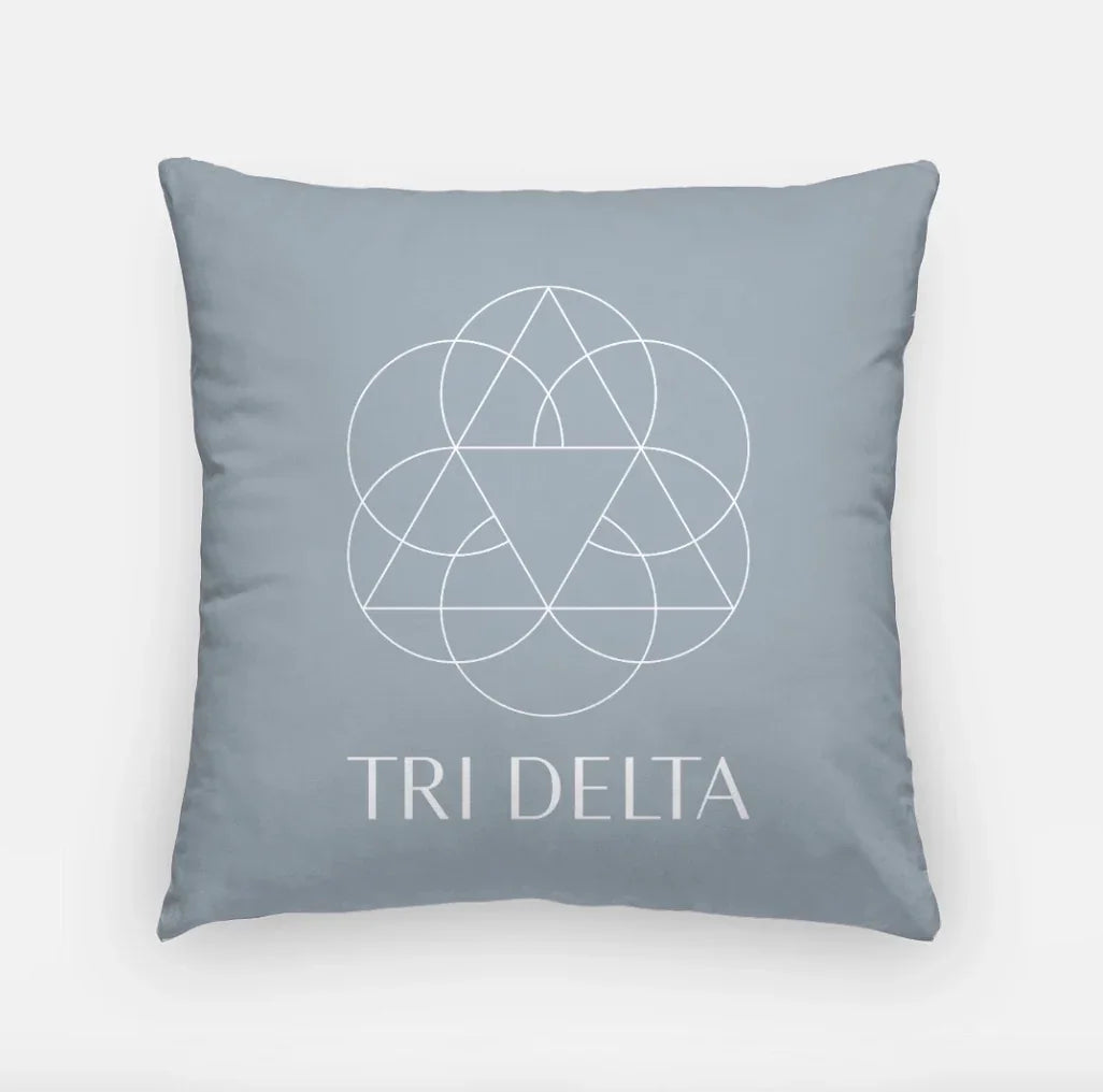 Tri Delta 18" Traditional Throw Pillow Silver